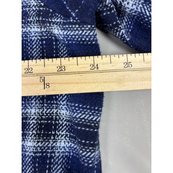 Woolrich Woolen Mills Heavyweight Plaid Flannel Shirt Shacket Mens XL Blue - Picture 5 of 14